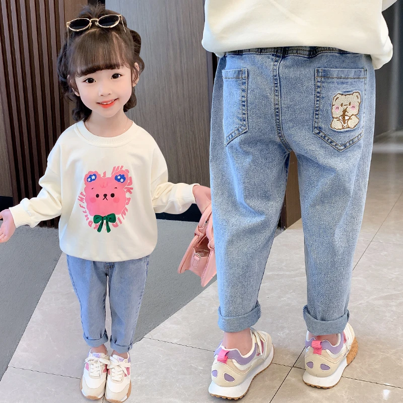 女童牛仔裤洋气宽松休闲春秋季儿童外穿2025新款女宝宝裤子春装潮