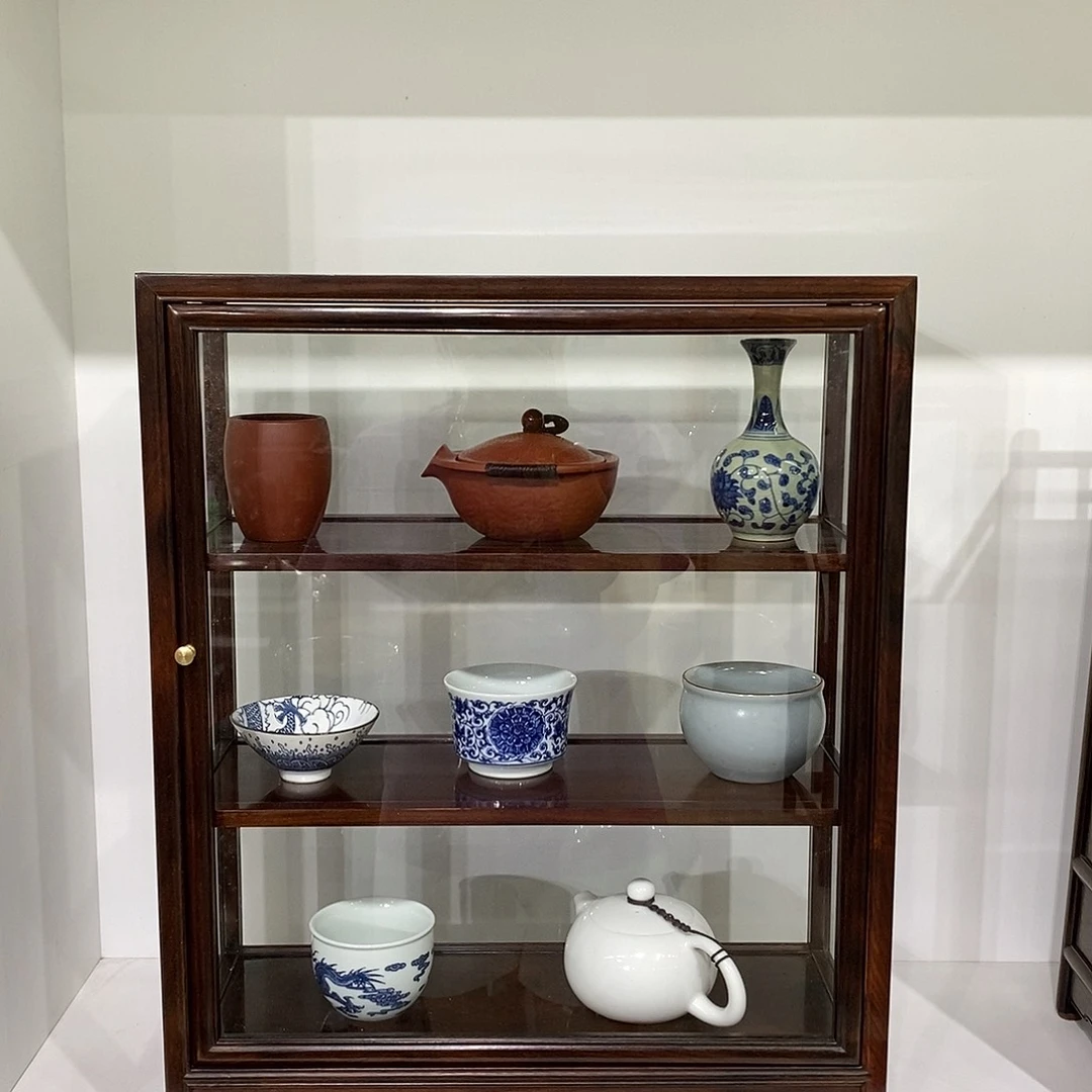 红酸枝木类成套家具玻璃柜