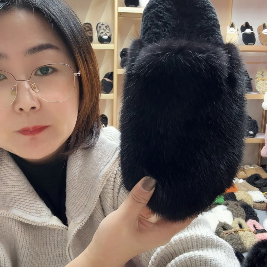 套趾款特价黑色半包毛拖39码