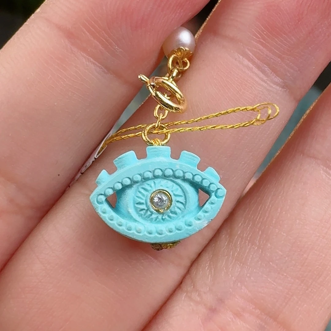 绿松石珠宝奇石18K金镶嵌