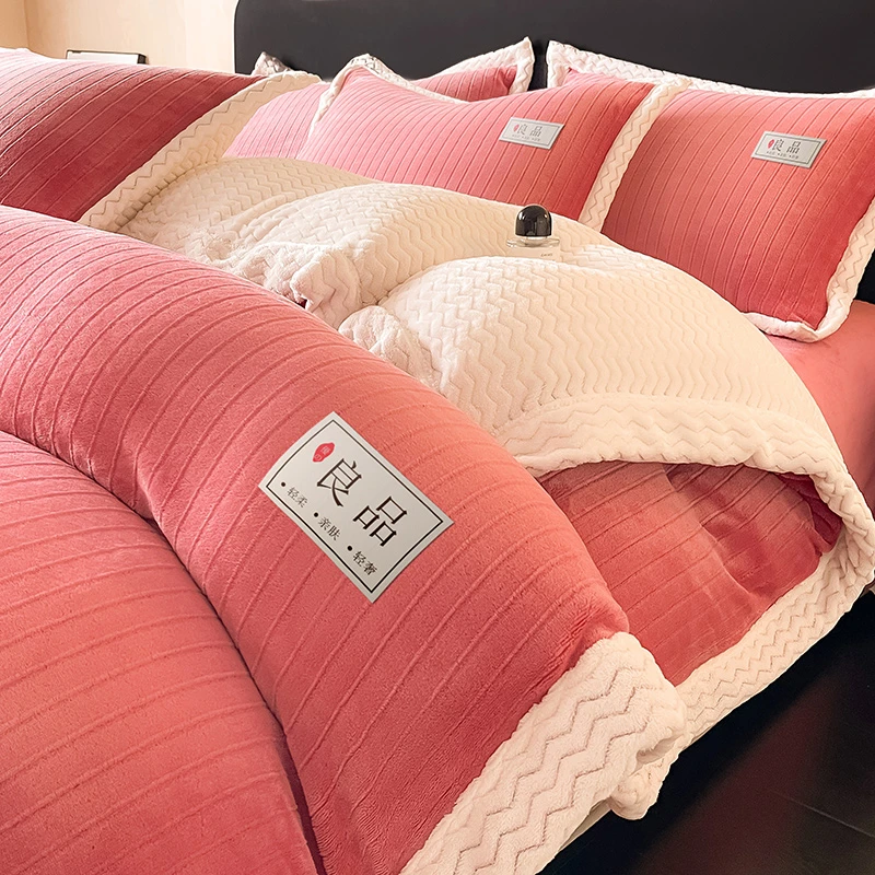 防静电牛奶绒双面绒被套单人1.5米双人180x200x230珊瑚法兰绒被罩