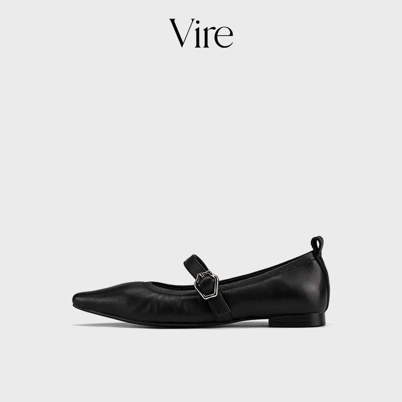 VIRE/95337新款法式时尚尖头素皮低跟单鞋