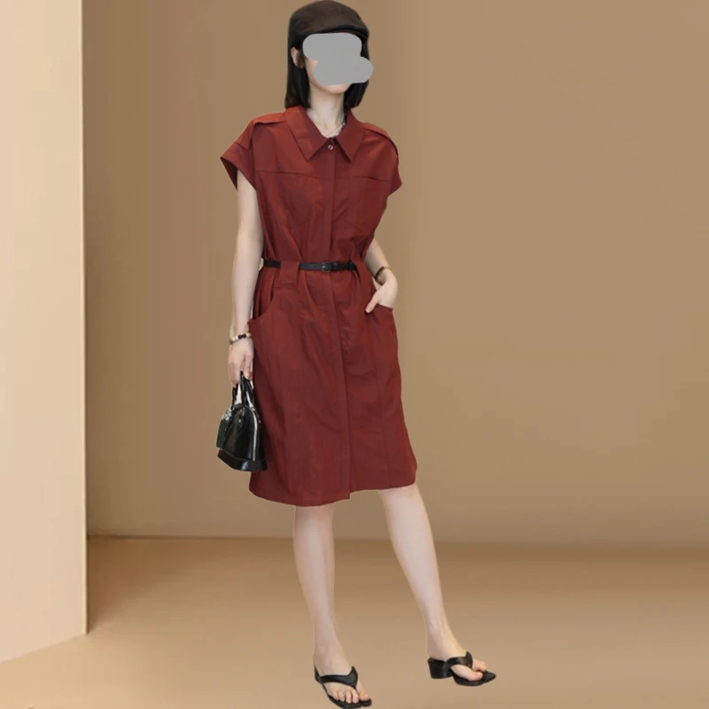 韩版通勤风红色连衣裙女2025年夏季高级新款短裙独特超好看裙子潮