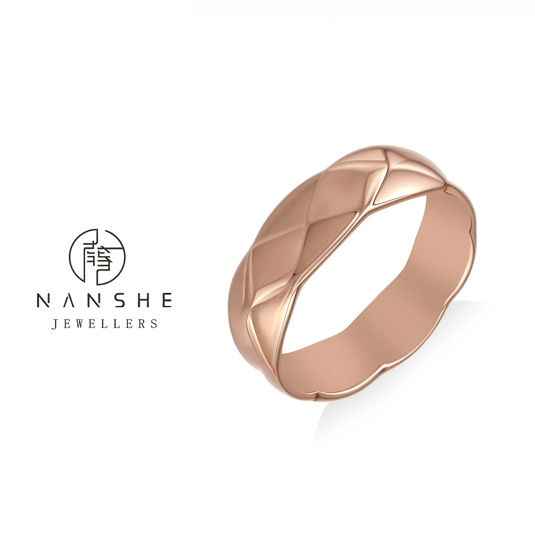 NANSHE/南奢 小香菱格纹戒指轻奢情侣