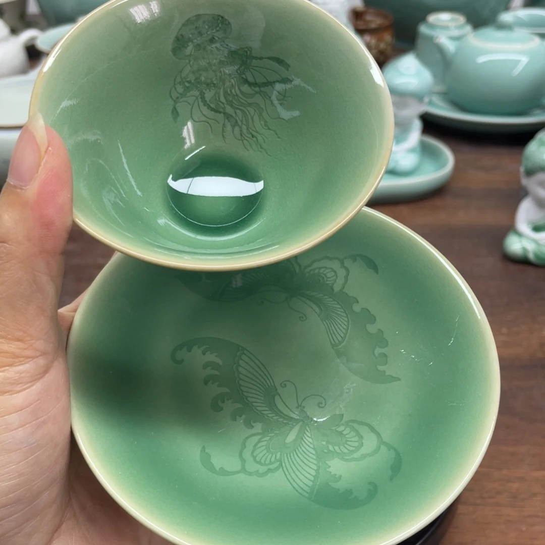 微瑕特价一杯一垫青瓷