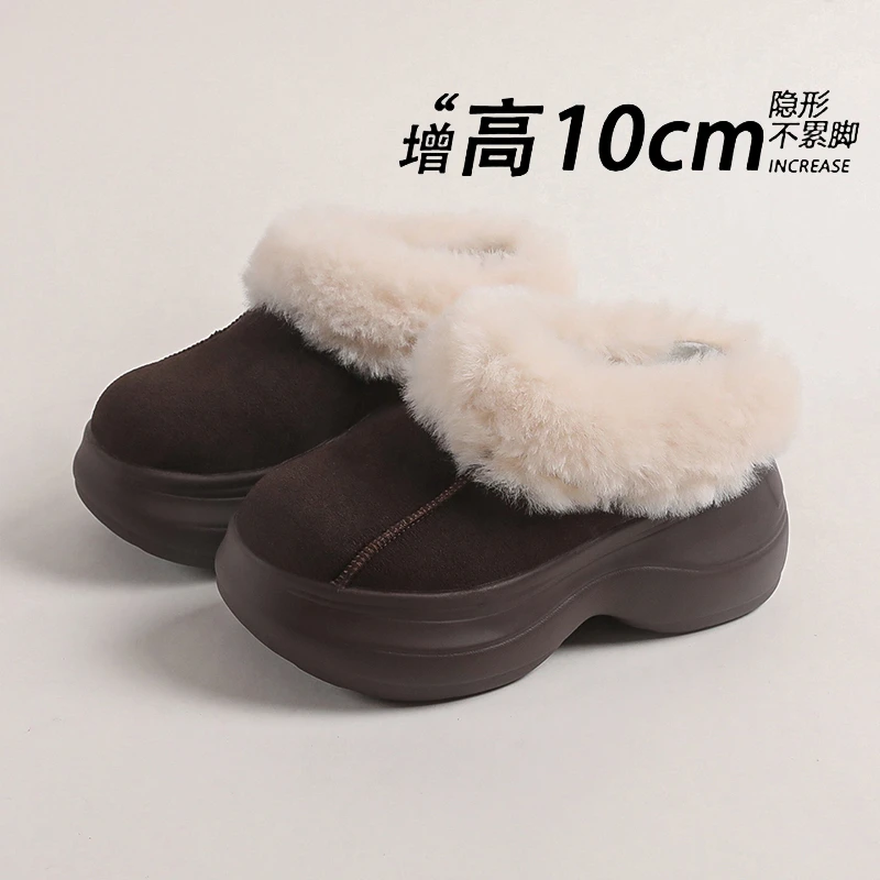 内增高勃肯鞋女2025新款秋冬季百搭复古加绒博肯鞋厚底包头半拖鞋