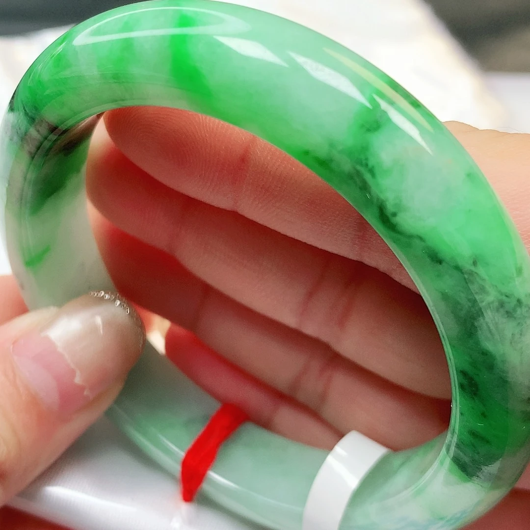 未镶嵌手镯翡翠缅甸纯天然A货翡翠乌鸡种阳绿花139号