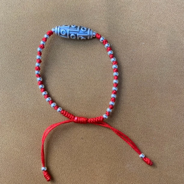 足银布艺手链 足银999珠子手工编织手链