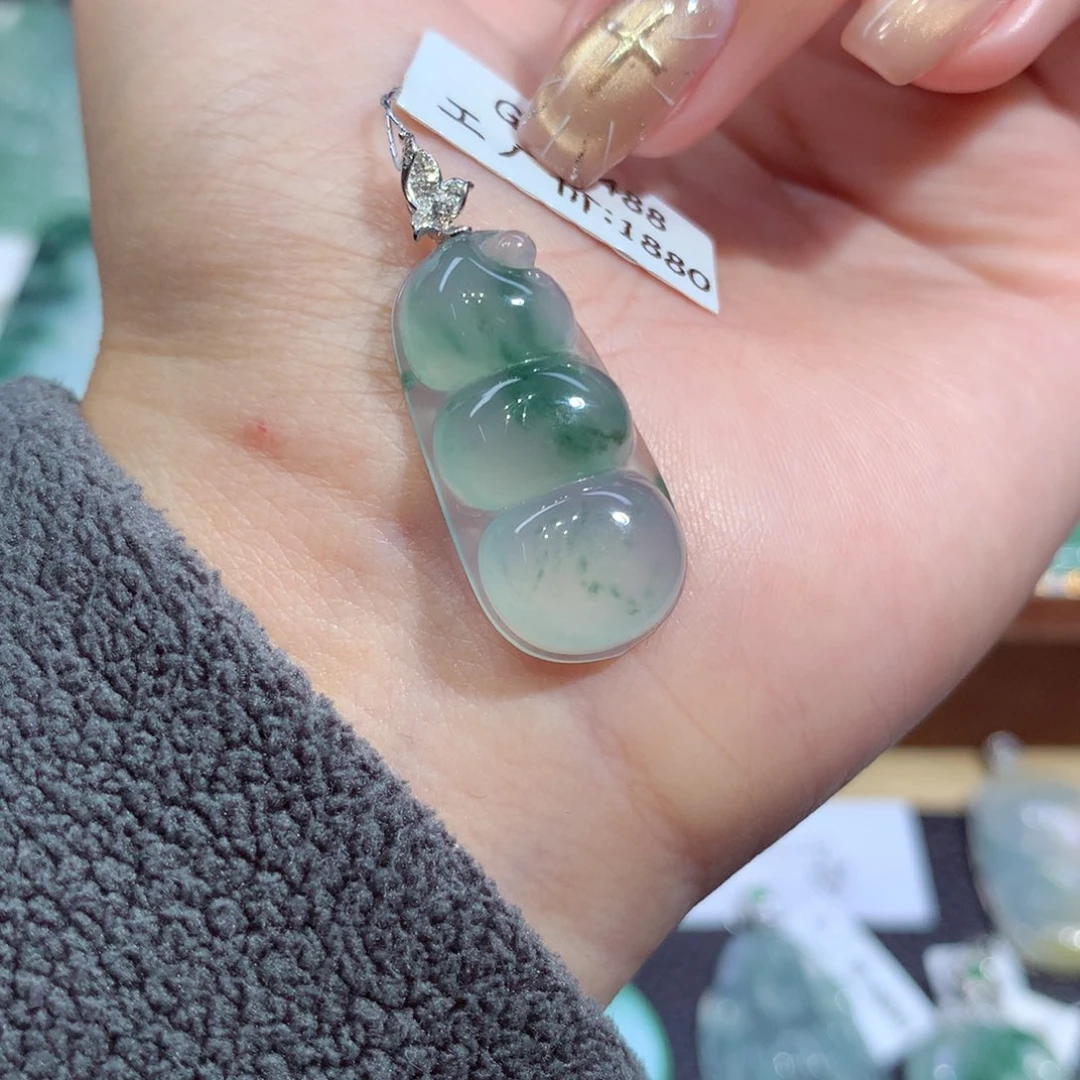 吊坠(不含链)18K金镶嵌翡翠