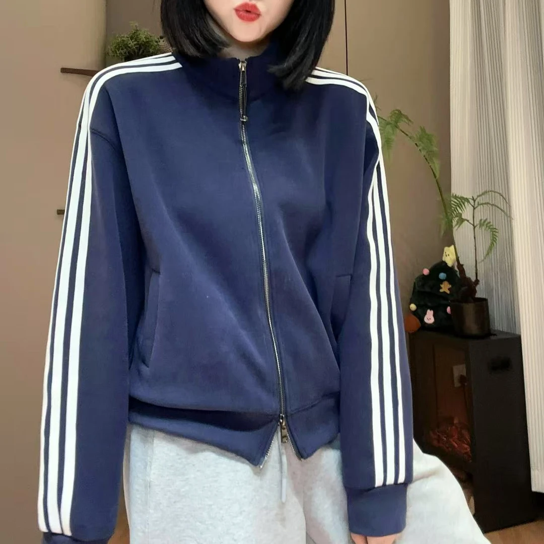 春季肩部立体条纹设计拉链小立领外套5-2-14