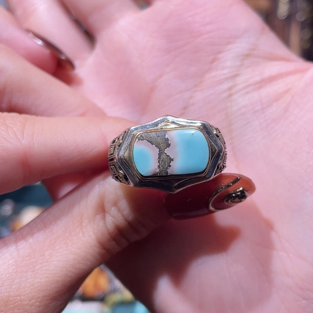 C****绿松石银S925镶嵌戒指