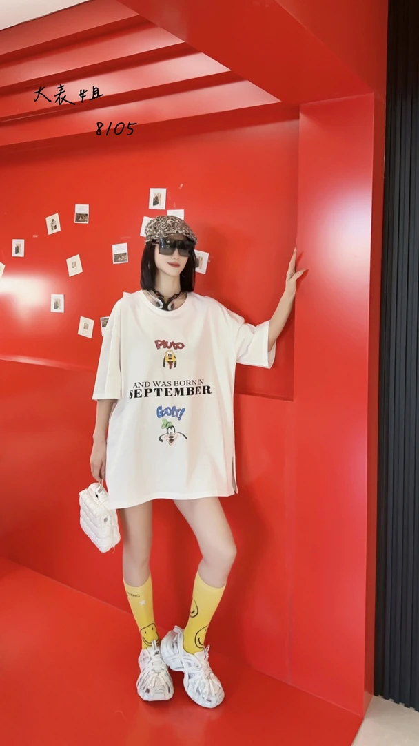 8105欧货大版t恤2025夏季新款卡通印花韩系减龄上衣宽松短袖女