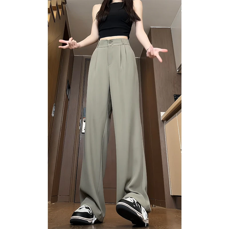 那不勒斯西裤男女cleanfit垂坠感冰丝薄款西装裤子高腰显瘦休闲裤