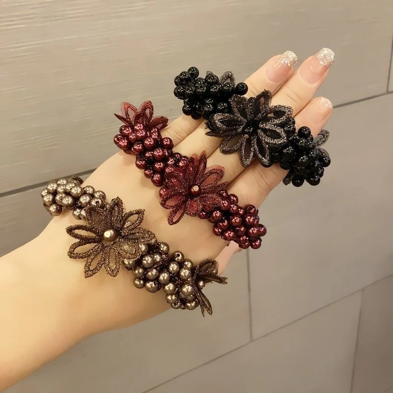 韩版花开富贵发圈头饰皮筋头绳成人简约百搭优雅扎头发绳女