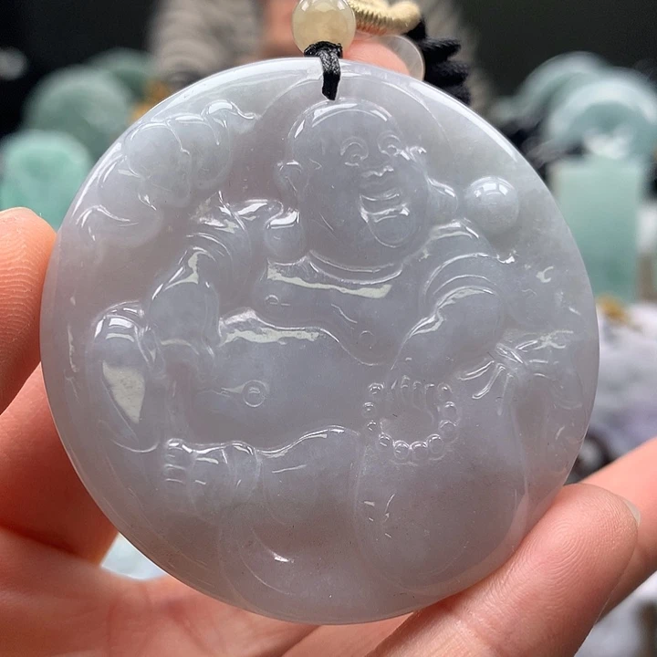 翡翠未镶嵌颈饰逍遥佛福利洒红佛福利