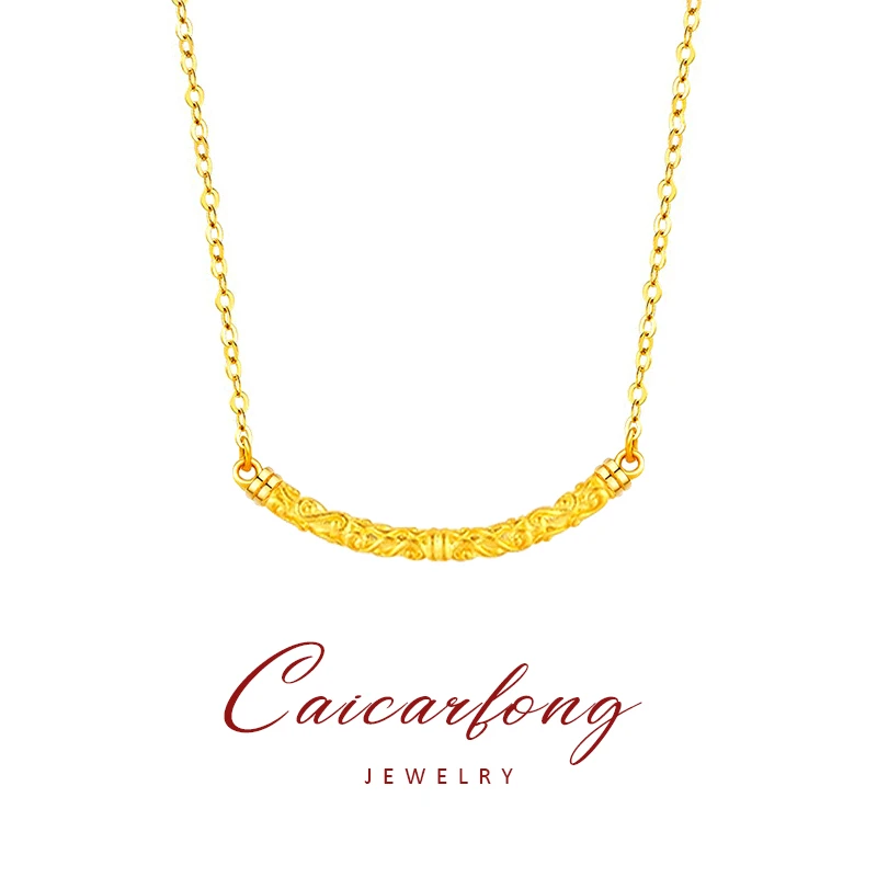 CAICARFONG/彩咖 铜合金项链 微笑项链时尚百搭金色精美轻奢简约