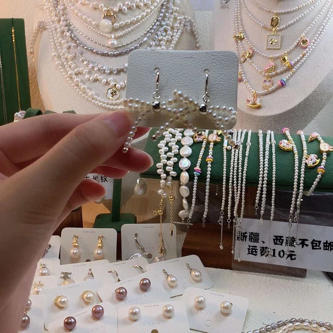 合金淡水珍珠蝴蝶结耳钩