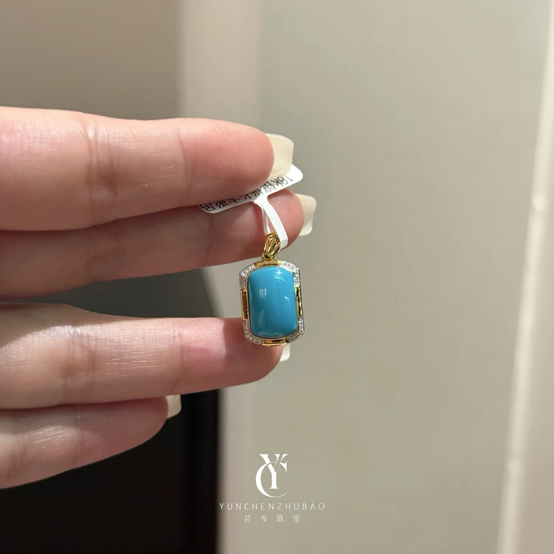 绿松石小无事牌18k金吊坠