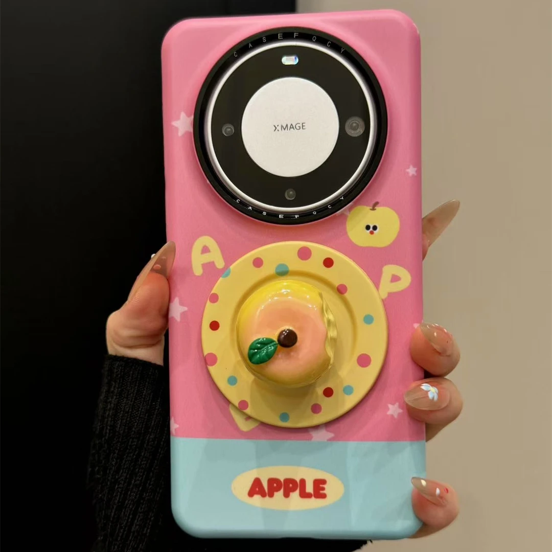 适用华为mate70pro手机壳苹果16pro韩系立体苹果造型mate60pro防