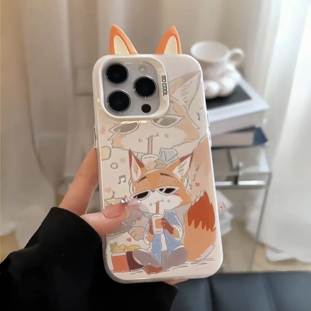 奶茶尼克朱迪适用苹果16promax彩银手机壳12iphone15/14情侣13/11