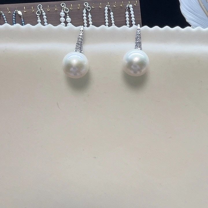 银S925镶嵌耳饰淡水珍珠