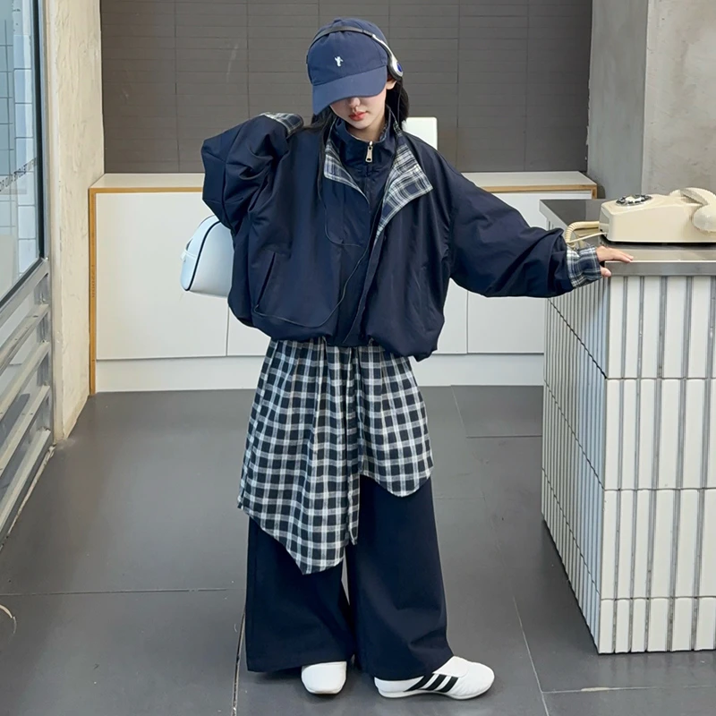 女童秋季外套套装2025新款儿童工装风洋气时髦春秋潮装女大童秋装