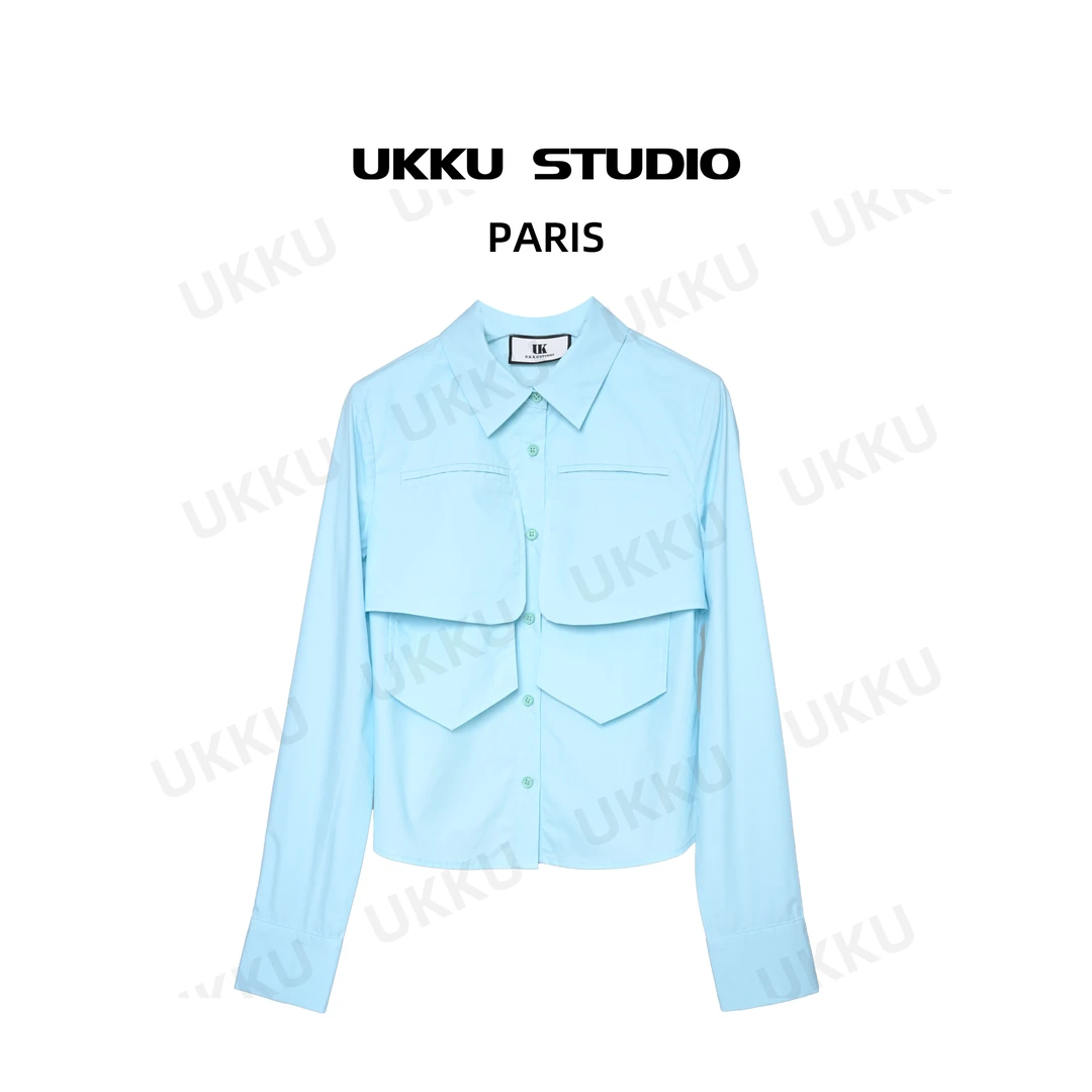 璎珞【UKKUSTUDIO】新款春季长袖时尚百搭印花女士彩色衬衫311802