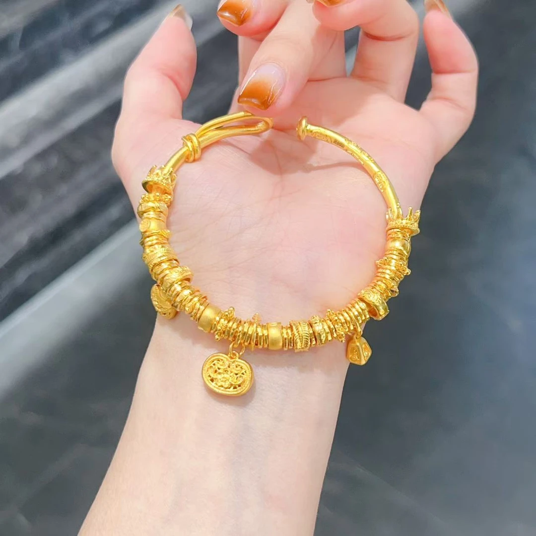 【新美源】足金999 古法工艺 有钱花开口镯68.86克