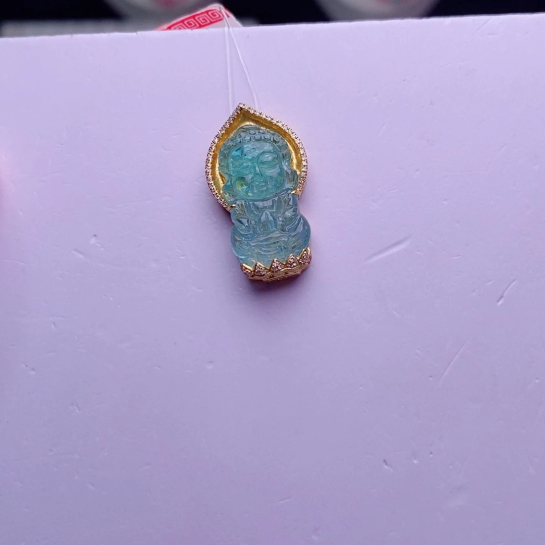 碧玺颈饰18K金镶嵌宝宝佛m