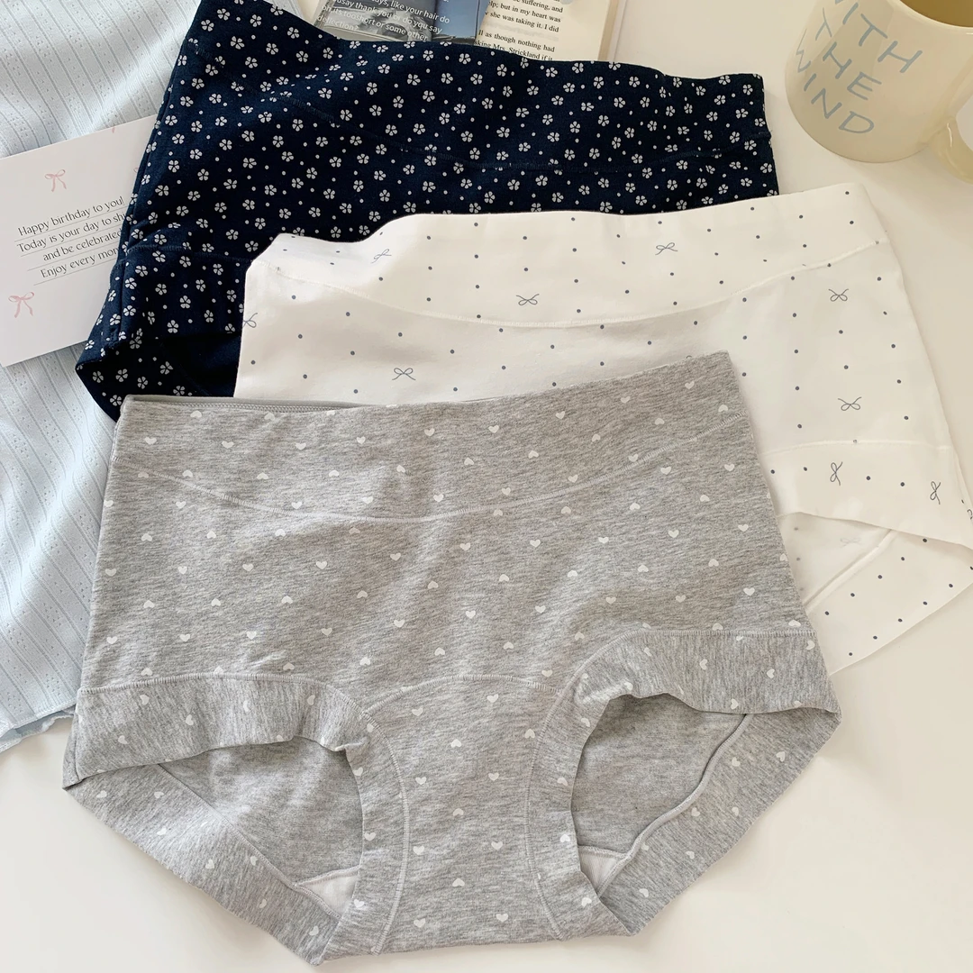 森日和叶女平角内裤中腰学院风中高腰加长纯棉裆无痕少女内裤新款
