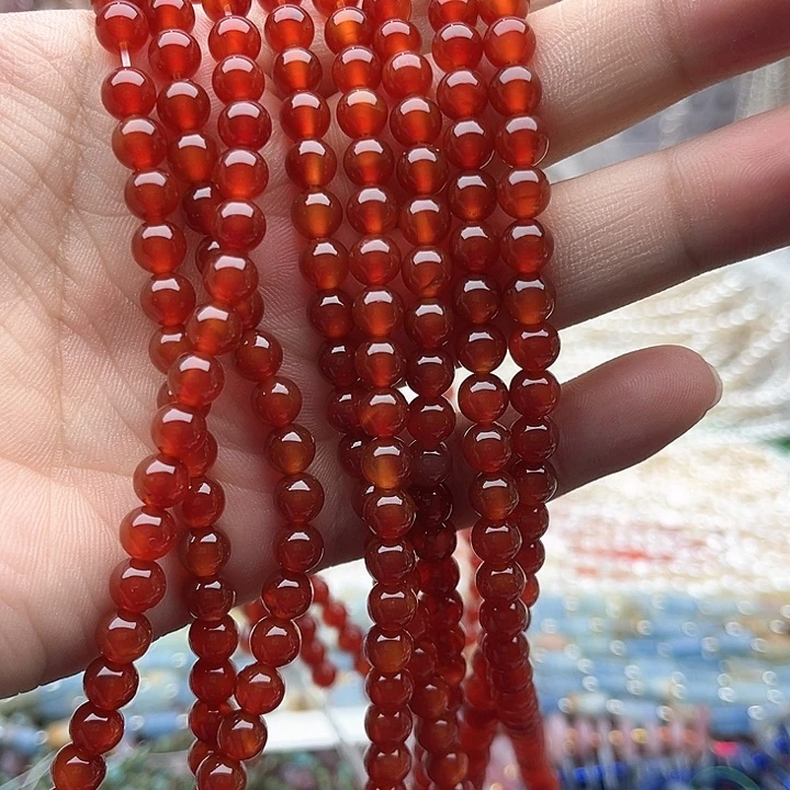 未镶嵌玛瑙/玉髓珠宝半成品一条6mm左右红玛瑙