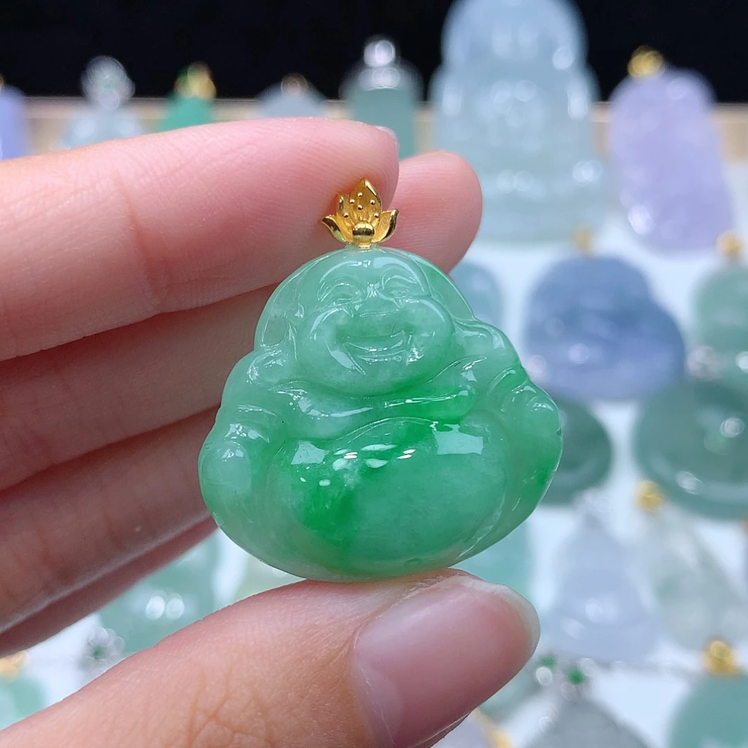 颈饰18K金镶嵌翡翠翡翠