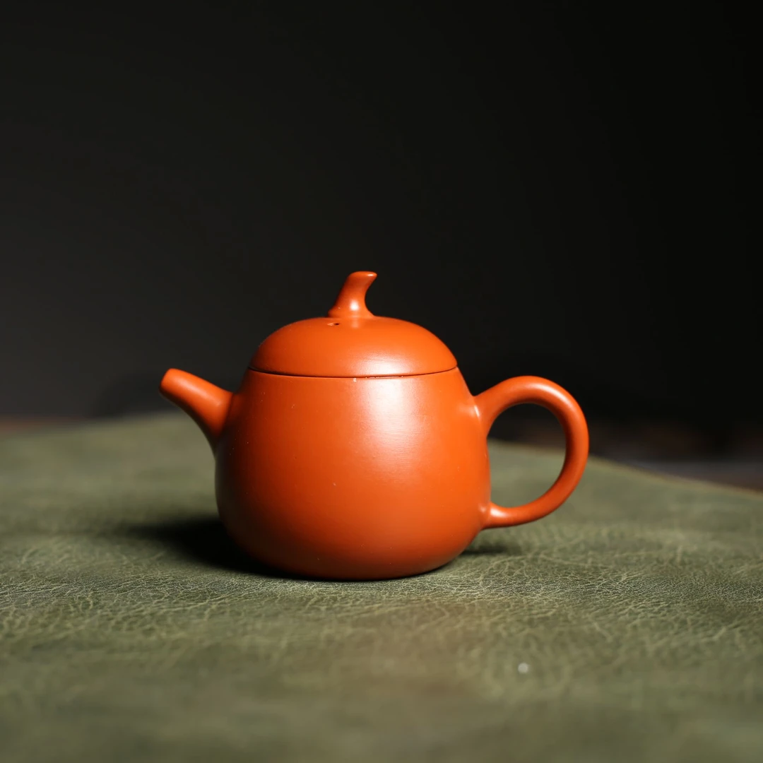冬瓜壶原矿朱泥壶潮州工夫茶具家用手工茶壶120ML