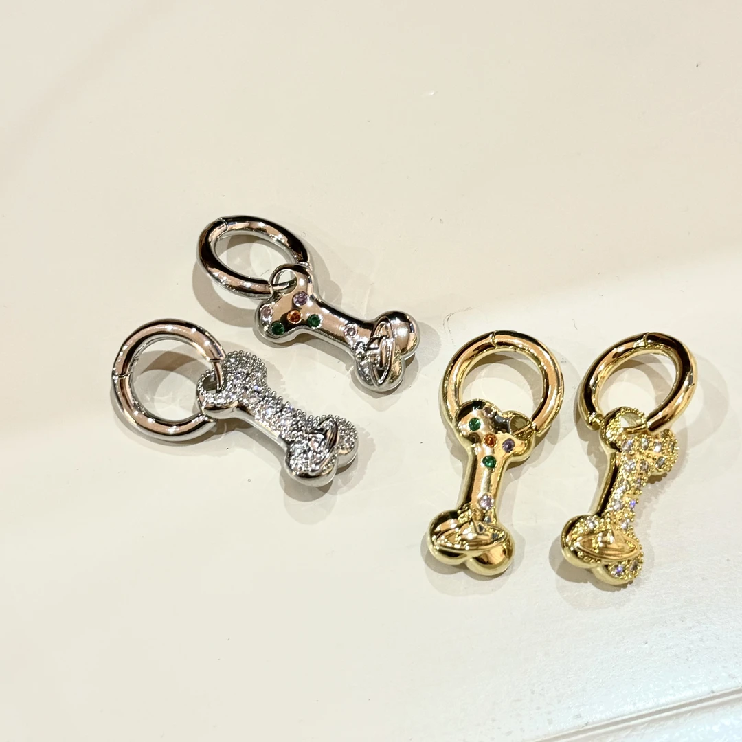 铜合金锆石耳饰 HRY0-铜合金骨头个性小众耳环HRY0-1377