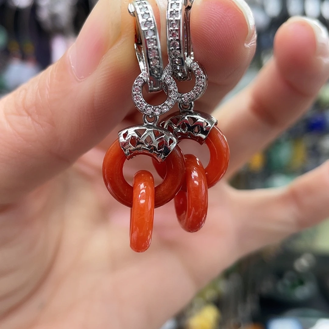 翡翠银S925镶嵌耳饰299jnnh