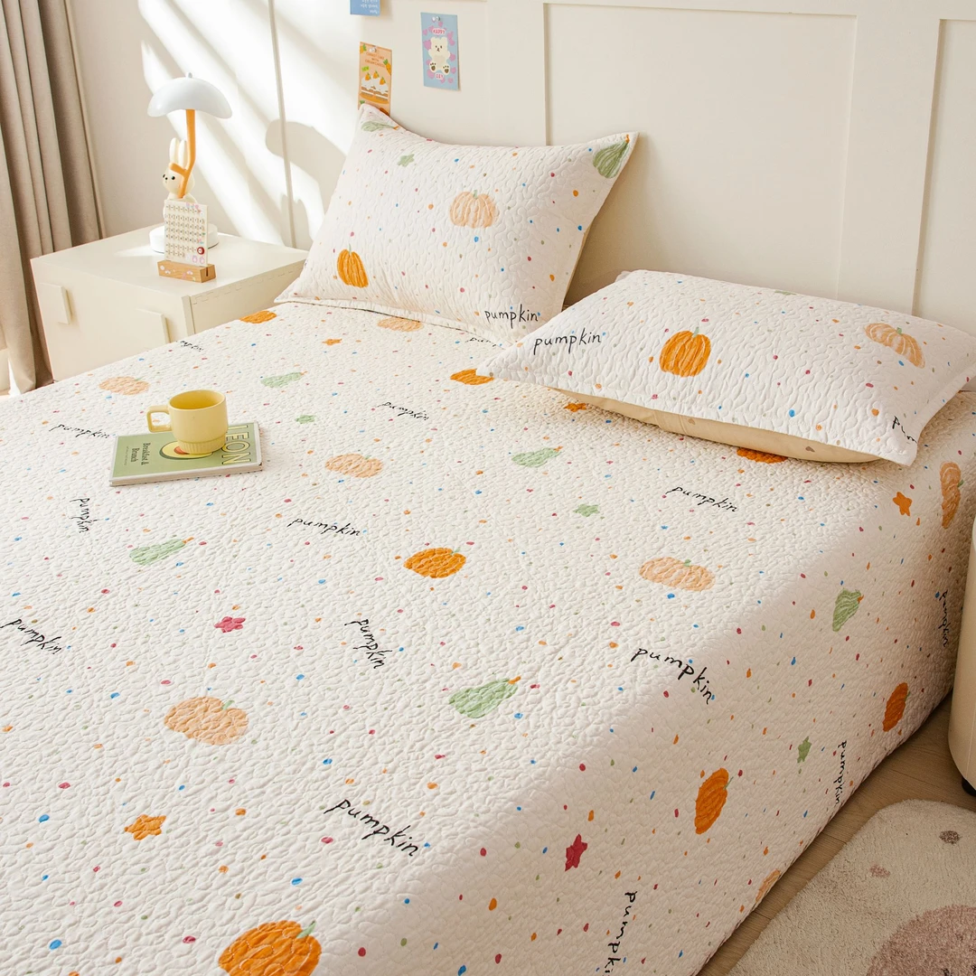 帛柔-双面加厚纯棉透气防滑宿舍双人床盖四季可用夹棉床单榻榻米