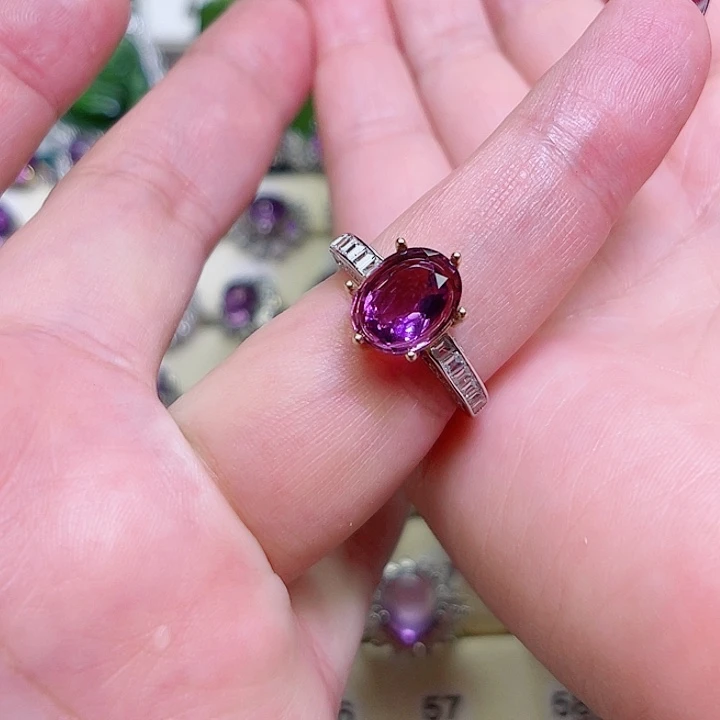 紫晶戒指银S925镶嵌只**想