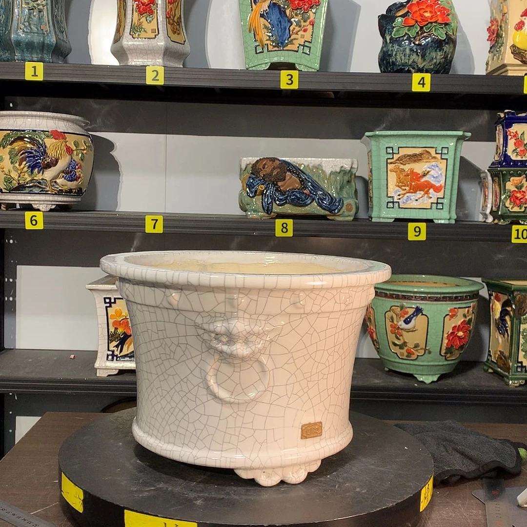 江***涛高温烧制石湾盆瑕疵