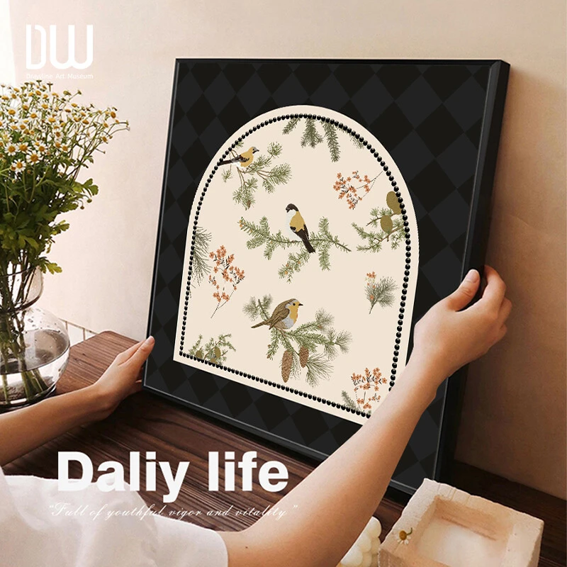 中古风桌面摆画卧室床头壁画奶油风餐厅挂画2024年新款客厅装饰画