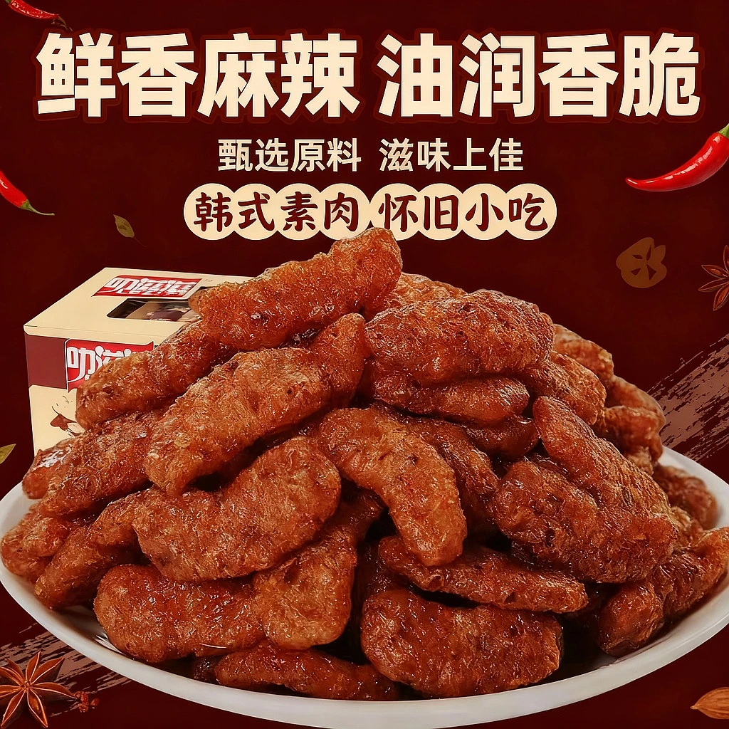 叻滋滋滋一口韩式素牛肉零食爆辣大豆素肉肥牛8090后儿时怀旧小吃