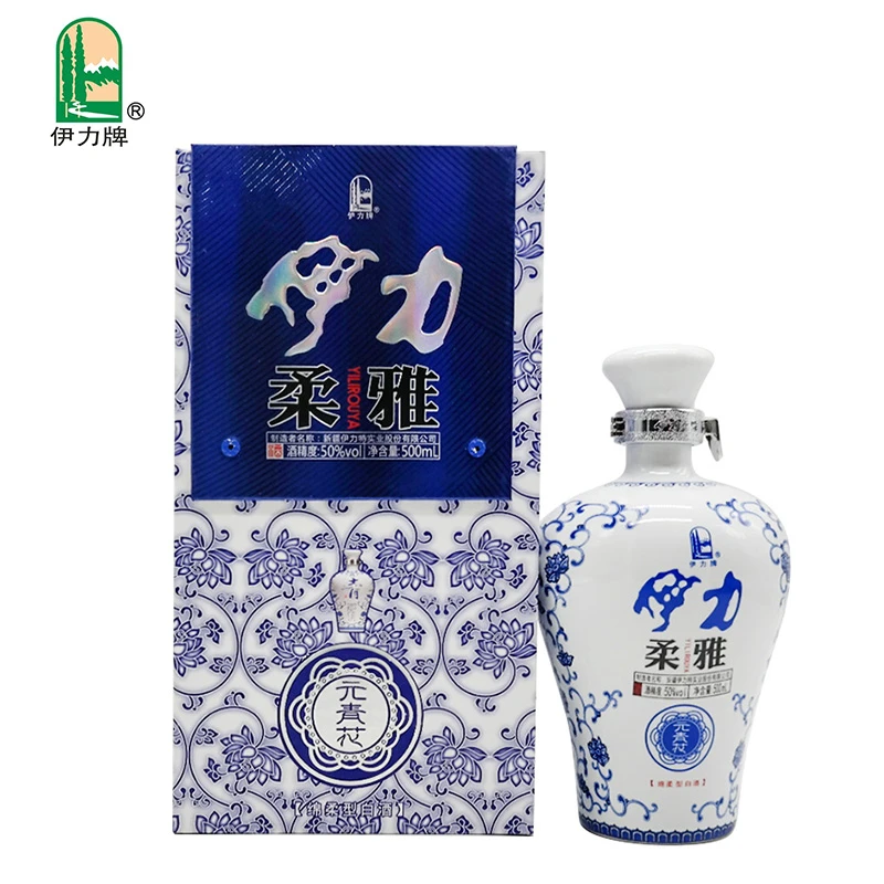 伊力牌新疆伊力柔雅元青花伊力特白酒绵柔型纯粮固态50%vol500ml