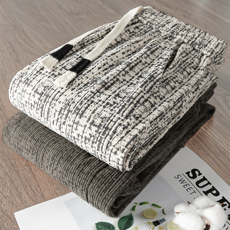 重磅春季灯芯绒斑点设计休闲脏脏裤宽松复古百搭垂感直筒长裤子男