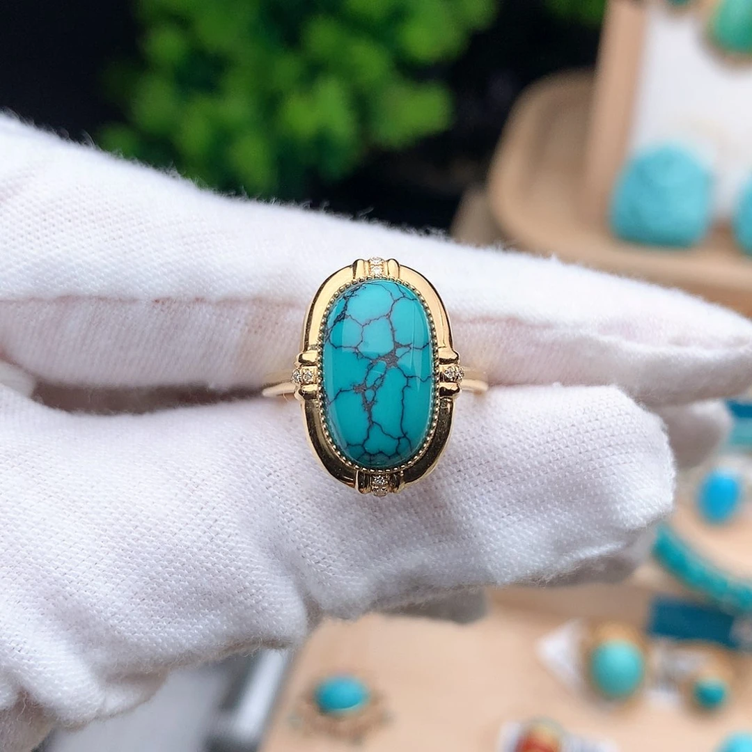 绿松石珠宝奇石18K金镶嵌