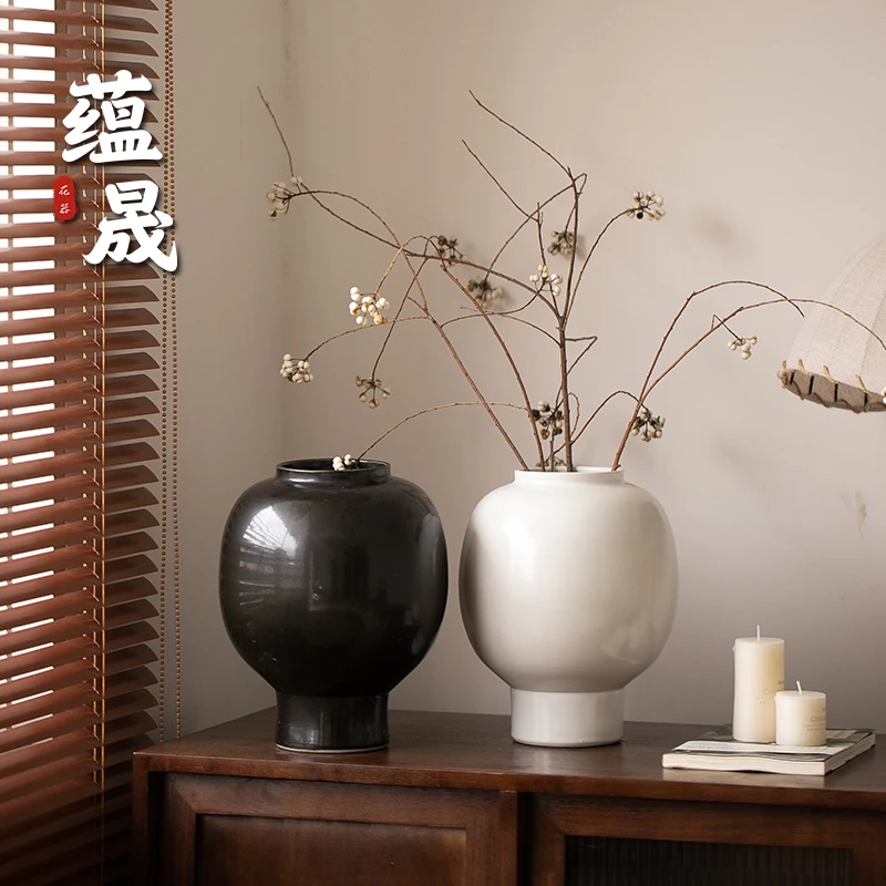 现代简约侘寂风高级感干花花器高级感台面装饰品摆件民宿玄关客厅