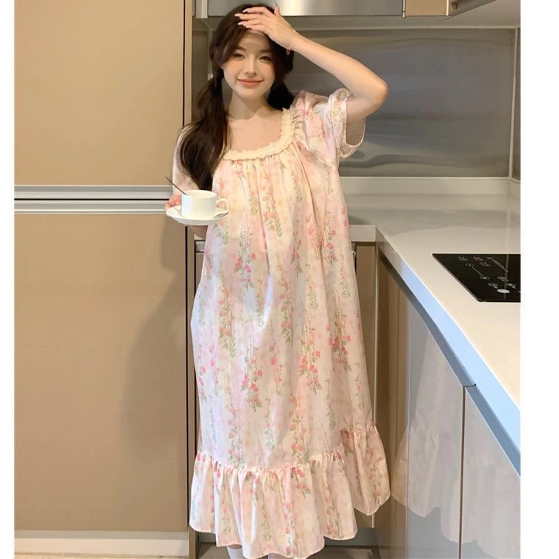 【1号链接】夏季新款女甜美风法式气质温柔带胸垫飞袖吊带睡裙集合