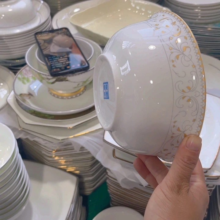 瓷片六寸面碗四个微瑕