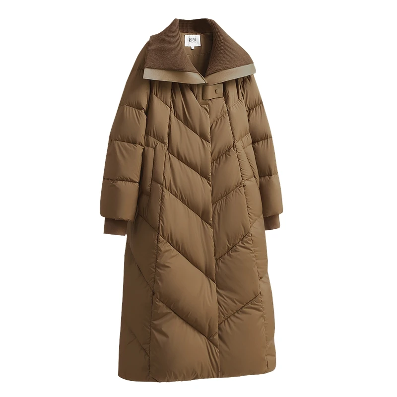 【品牌奥莱】她池2025春装新款女装宽松翻领拼接羽绒服T44B8071Y