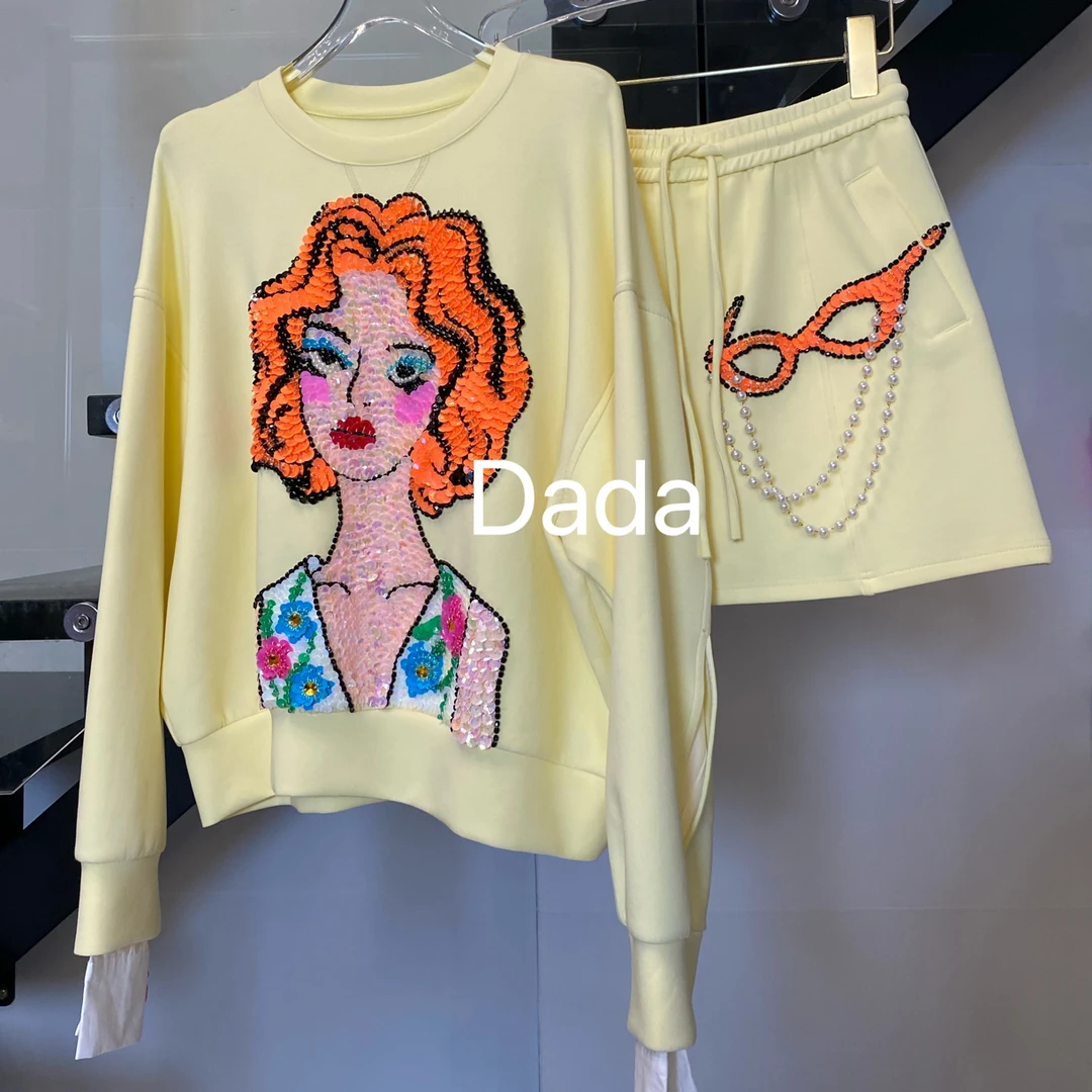 Dada设计款新款重工个性款休闲时尚百搭洋气宽松套装C15250