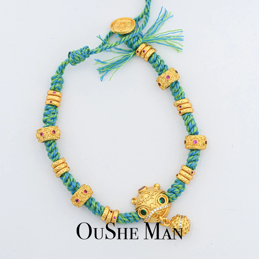 新中式点钻醒狮盘缠手链 多样性发货 90658