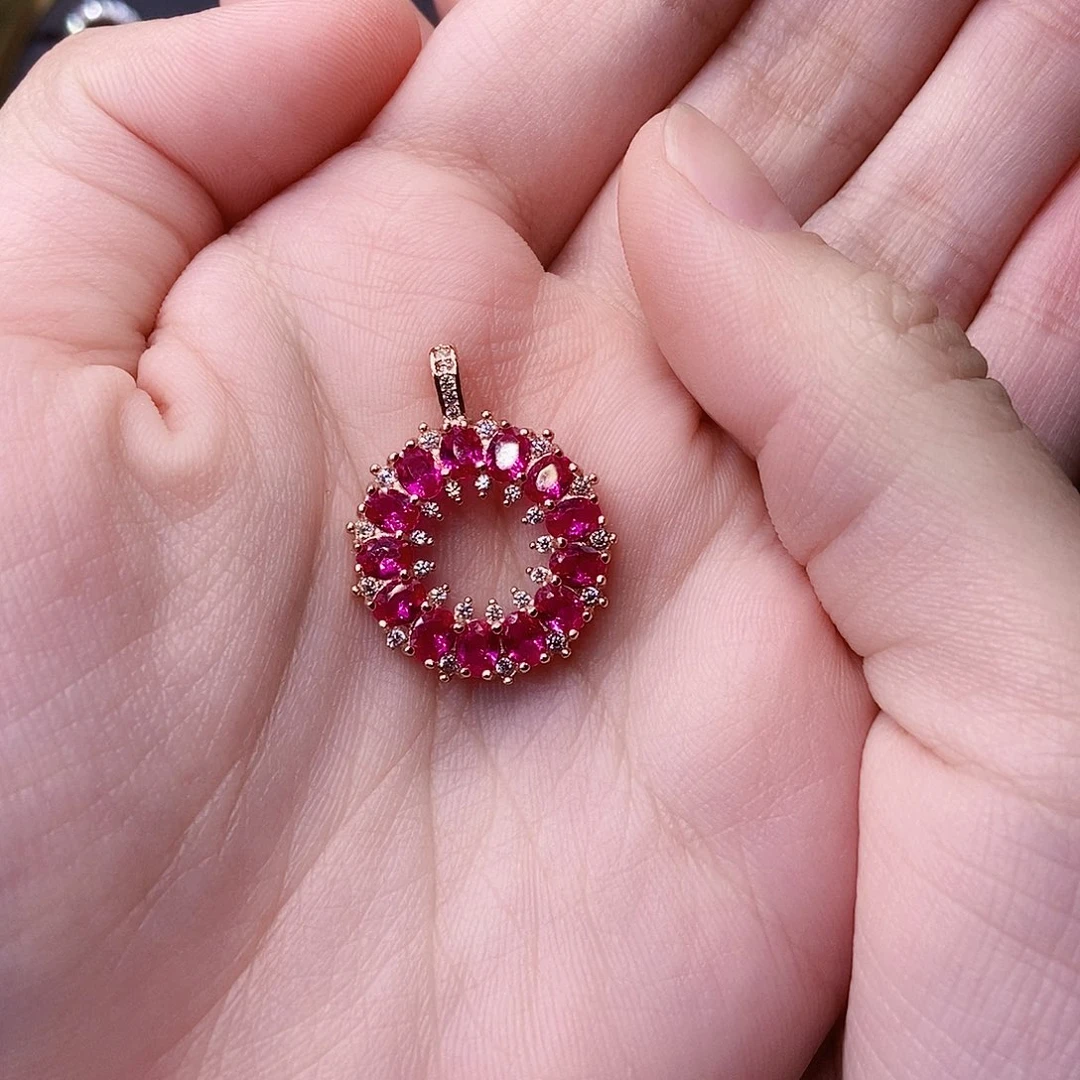 银S925镶嵌吊坠(赠链)红宝石